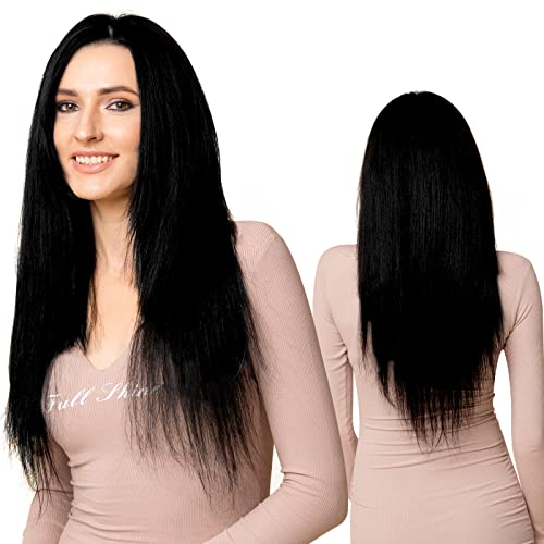 ברק מלא 2 חבילות כולל 155 גרם 20 אינץ שחור משחור קלטת בתוספות שיער רמי שיער טבעי + ערב שיער הרחבות אמיתי שיער טבעי