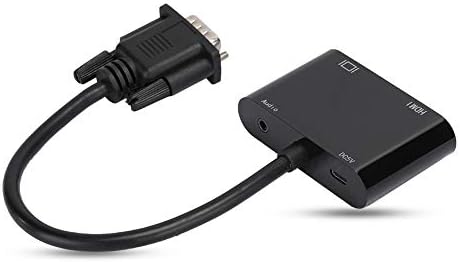Zyyini Bindpo VGA למתאם HDMI, VGA זכר ל- 1080p HDMI + ממיר VGA עם אודיו סטריאו 3.5 ממ, דונגל לטלוויזיה, מחשב, מחשב
