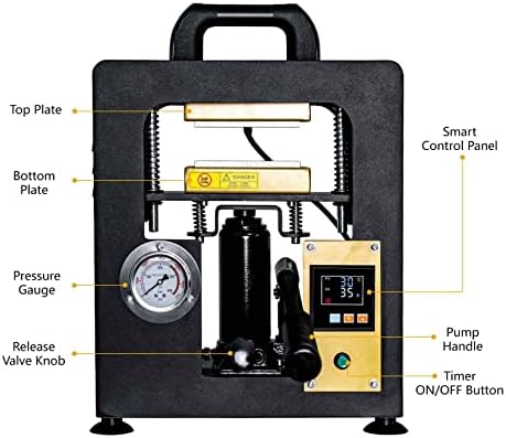 Crushanug Ultimate Design 5 טון מכונת לחיצת חום הידראולית עם צלחות מחוממות כפולות 3x5 אינץ '