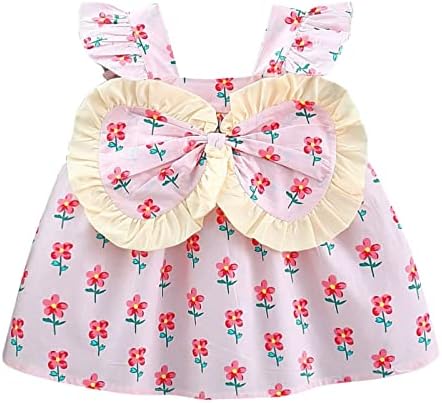 ילדה קטנה שמלת פעוט בנות ילד לטוס שרוול פרחוני הדפסי קיץ חוף שמלה קיצית מסיבת שמלות נסיכת שמלה