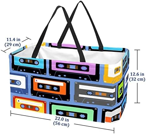 Jdez סל קניות קלטות קלטות דפוסים לתיק מכולת לשימוש חוזר כביסה סל כביסה ניידים תיקים קניות לפיקניק
