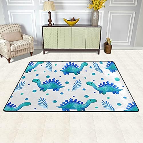 שטיחים באזור רך גדול צבעי מים דינוזאורים כחולים משתלת שטיח פליימאט לילדים משחק חדר שינה חדר חדר שינה 4 'x 6', שטיח תפאורה