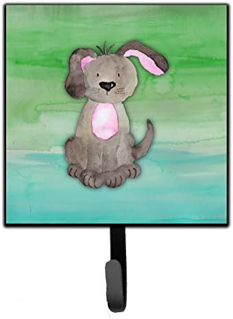 אוצרות קרוליין BB7357SH4 צהבה כלבים ורצועה צבעונית ירוקה בצבעי מים או מחזיק מפתח, ווים קיר, מחזיק ווים מפתח, קיר