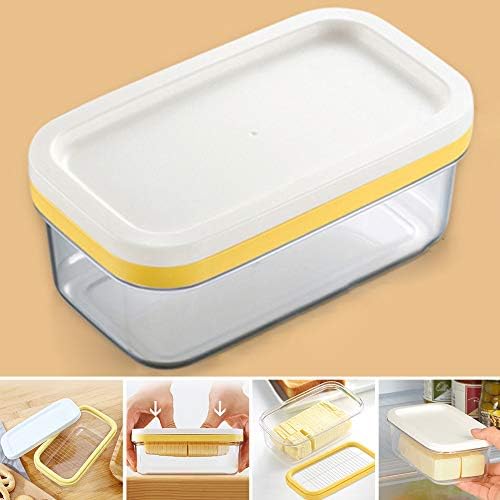 מארז חמאה מנת חמאה שומר קופסאות חמאה עם מכסה במבוק, מיכל שומר חמאה איטום עם אחסון מזון מלבן מכסה