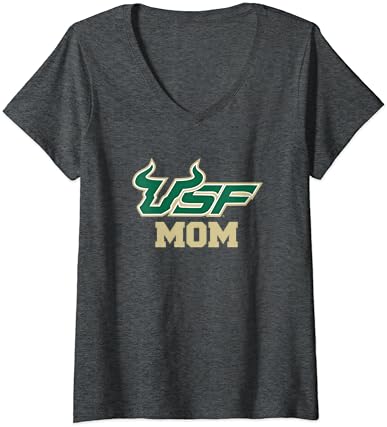 אוניברסיטת נשים בדרום פלורידה USF Bulls Mom V-neck חולצת טריקו