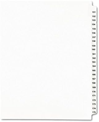 מחלק כרטיסיית צד תערוכה משפטית בסגנון אייברי, כותרת: 151-175, מכתב, לבן