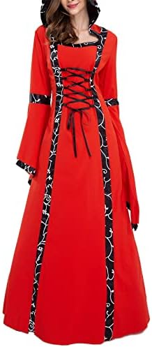 Liangtuohai נשים מימי הביניים גותיות חלוק רטרו פמה שמלת דפסת שמלות כדור תיאטרון בגדים אלגנטיים לבוש קוספליי תלבושות