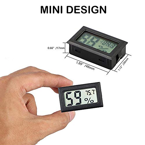 מדחום מיני של Rojuna Hygrometer, טמפרטורה אלקטרונית קטנה טמפרטורה מדד מדד מקורה LCD תצוגת פרנהייט להומידורים, חממה, גן,