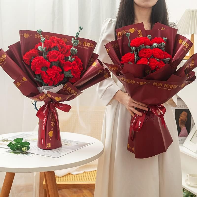 סיים יד סרוג חוט סרוג ציפורן פרחים מלאכותיים זר עבור אמא של יום בית תפאורה גן