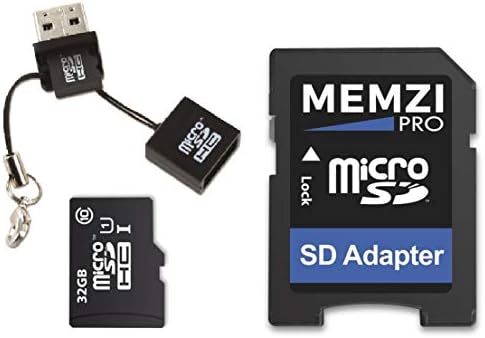 כרטיס זיכרון ממזי פרו 32 ג 'יגה-בייט 90 מגה-בייט/שנייה 10 מיקרו-אס-די-סי עם מתאם זיכרון וקורא יו-אס-בי עבור אל-ג' י אריסטו