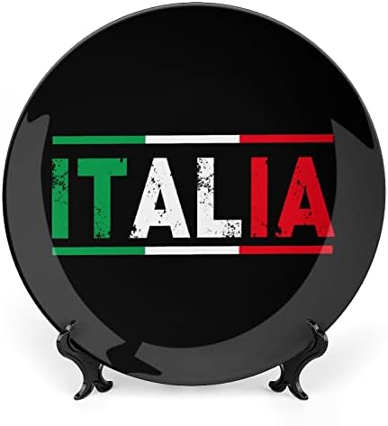 דגל איטליה איטליה עצם מותאמת אישית סין בהתאמה אישית צלחות דקורטיביות ביתי צלחת עגולה עם עמדת תצוגה 7 אינץ '
