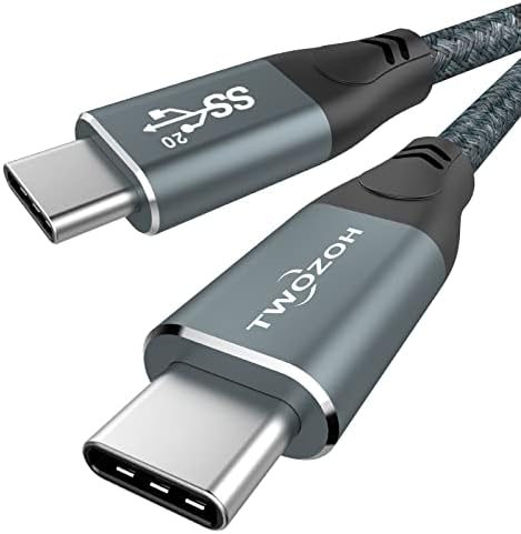 TwoZOH USB C ל- USB C כבל 100W 1.6ft, USB 3.2 GEN 2 X 2 20GBPS נתונים העברת PD טעינה מהירה USB C 3.1 סוג C כבל C, 4K@60Hz