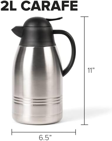קפה נירוסטה של ​​פרברבר, מתקן משקאות חמים/קרים כפול קירות, ללא BPA, יכולת 2L