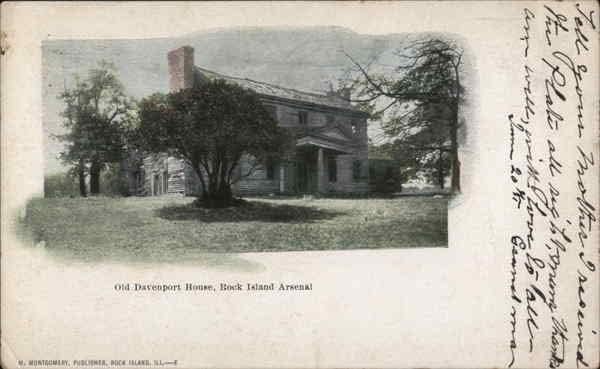 בית דבנפורט ישן, אי הרוק ארסנל רוק אי, אילינוי IL גלויה עתיקה מקורית