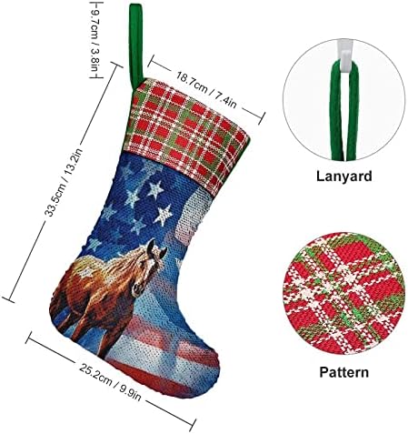 סוס קירח נשר אמריקאי דגל אמריקאי נצנץ חג מולד גרבי קיר מבריק קישוטים לקישוטים למסיבת חג עץ חג המולד
