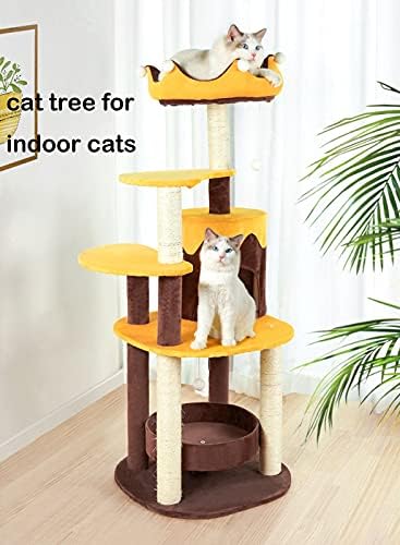 חתול עץ לחתולים מקורה 43.3 סנטימטרים חתול מגדלי חתול דירה נוח פלנל חתול בתי עם פלטפורמת וסריטות הודעות לחתולים גדולים לשחק