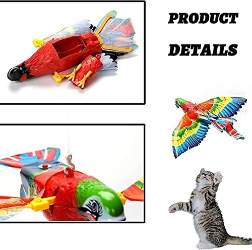 Mogsa 2pcs סימולציה ציפור צעצוע חתול אינטראקטיבי, צעצוע חתול ציפורים מעופף, סימולציה של ציפור מעופפת תלויה צעצוע