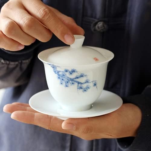 קערת כיסוי קרמיקה מצוירת ביד קערת קערה קונג פו קערה בעבודת יד כוס תה קרמיקה גאיוואן סט תה.