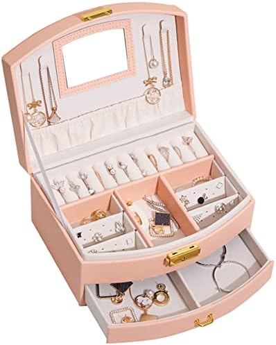 תיבת תכשיטים ליוגו מארגן תכשיטים ניידים תצוגת תכשיטי טיול קופסאות קופסאות כפתור תכשיטנים אחסון עור 1 יחסי גומלין