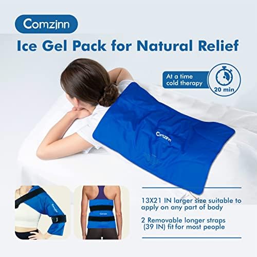חבילת קרח גדולה במיוחד לפציעות לשימוש חוזר, חבילת קרח גב להקלה על כאבי גב תחתון, התאוששות מניתוחי גב, נפיחות,