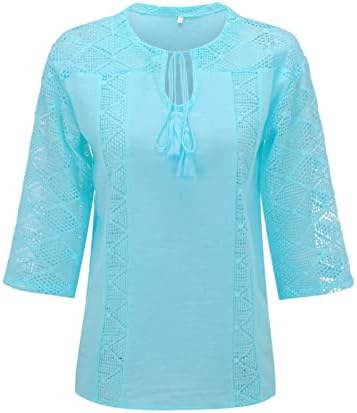 חולצות לנשים פסים יומי קיץ ארוך שרוול בתוספת גודל חולצות קל משקל צוות צוואר טרנדי מקרית