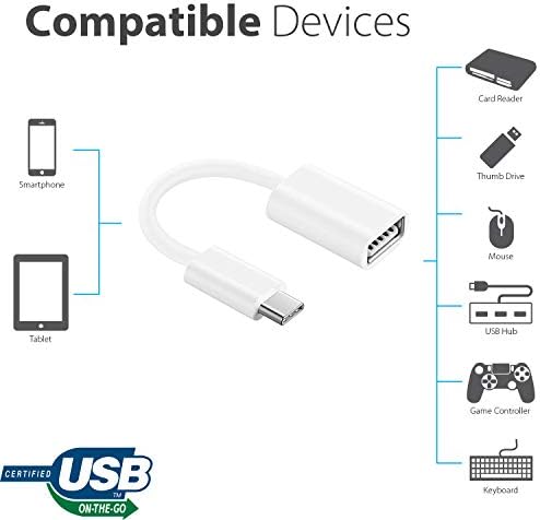 מתאם OTG USB-C 3.0 תואם לטון ה- LG שלך בחינם FP3 לפונקציות מהירות, מאומתות, מרובות שימוש, כגון מקלדת, כונני אגודל, עכברים