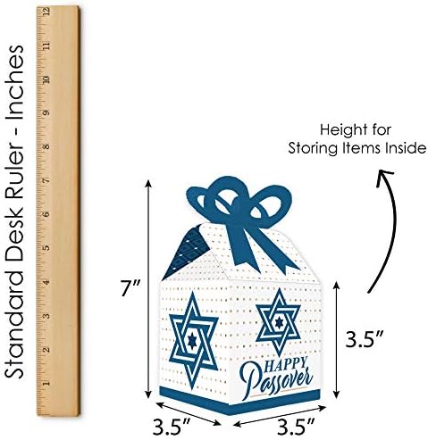 נקודה גדולה של אושר פסח שמח - קופסאות מתנה מעדיפות מרובעות - קופסאות קשת מסיבת חג יהודיות פסח - סט של 12