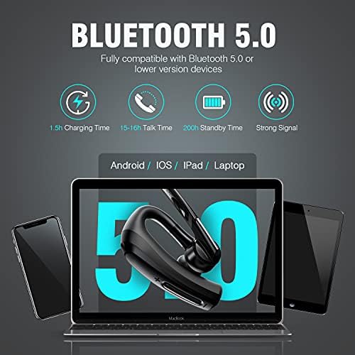 אפרכסת Bluetooth v5.0-אוזניות Bluetooth עם אוזן יחיד W/CVC8.0 מיקרופון לביטול רעש לנהיגה/עסקים/משרד/מוקד טלפוני/סקייפ,