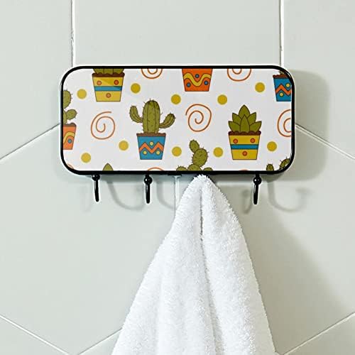 מחזיק מגבת Lyetny קיר קיר רכוב מגבת מתלה אמבטיה תפאורה חלוקת חלוקת חלוק בגדי בגדי קקטוס פשוט דפוס דפוס מארגן אחסון קולב אמבב