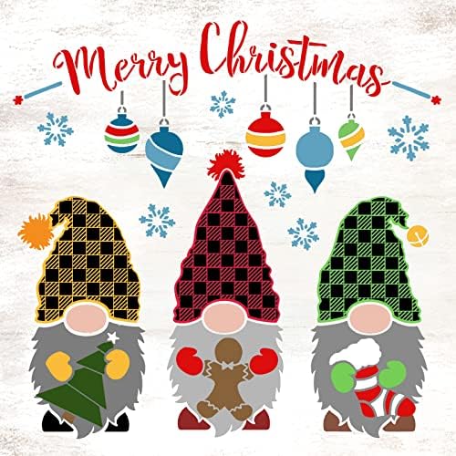 גמדי חג מולד שמח עם כובעים משובצים באפלו סטנסיל מאת סטודיו12-בחר גודל-תוצרת ארה ' ב-מלאכה עשה זאת בעצמך עיצוב בית חורף