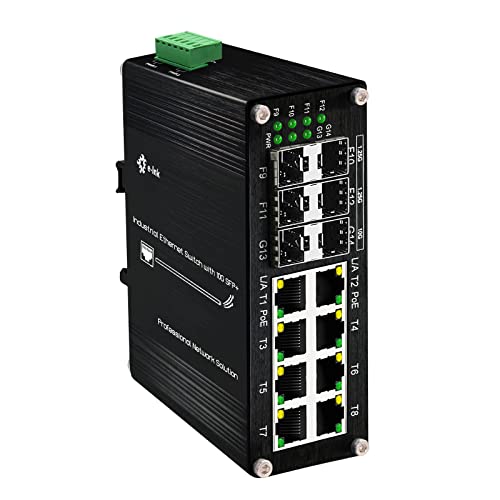 Centopto תעשייתי 14-יציאה מתג Switch תמיכה 4-Port 1G SFP ו- 2-Port 10G SFP+, Gigabit 8-Port RJ45 10/100/1000bps 802.3at