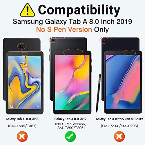 Moko Case Fit Samsung Galaxy Tab A 8.0 T290/T295 2019 ללא דגם עט S, אולטרה קל משקל דק -קליפה עמדת כיסוי פוליו