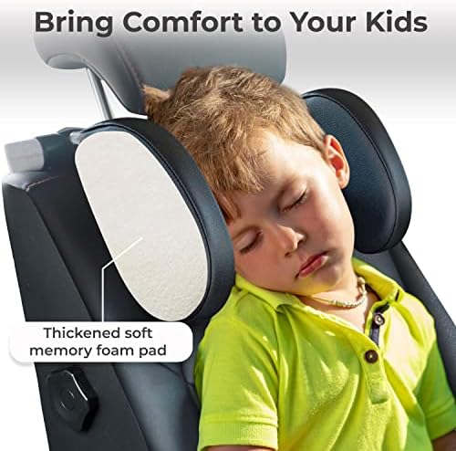כרית משענת ראש לרכב לילדים, פעוטות עם תמיכה מתכווננת לתנוחת ראש וצוואר משופרת, מיקום שינה, משענת ראש למושב