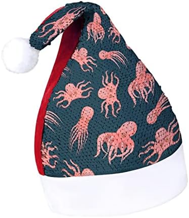 קריקטורה חמוד תמנון פאייטים חג המולד כובעי סנטה חג המולד כובע למבוגרים שמח חג המולד המפלגה תלבושות בני כובע