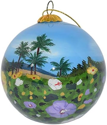 קישוט חג המולד של זכוכית מצוירת ביד - פרחי האי סנט בארת F.W.I.