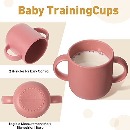 6 יחידות סיליקון אימון כוסות לתינוקות תינוקות סיליקון פעוט למידה כוס עם 2 ידיות תינוק שתיית פתוח כוס זעיר כוס לתינוקות