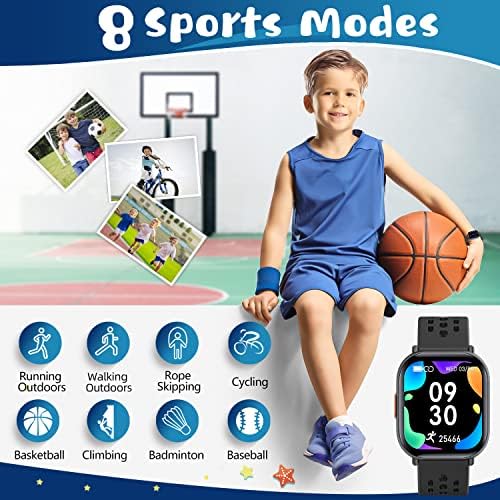 Outuvas Kids Watch Smart Watch for Birls Boys, Tracker Tracker Watch Pedometers, IP68 Waterbed Kids Watch עם 8 מצבי ספורט,
