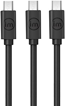 IMUTO 3-Pack 3ft Premium Micro Micro כבל USB במהירות גבוהה USB 2.0 זכר למיקרו B סנכרון וכבלי טעינה כבלים לסמסונג, HTC, מוטורולה,