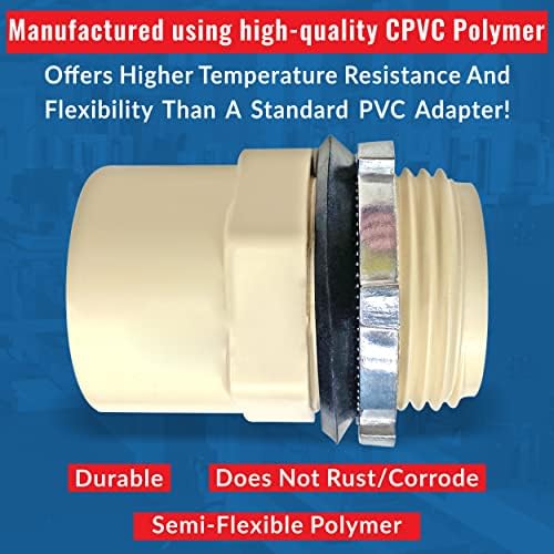 מתאם American Build C -PVC - מתאם חוטים לתבנית דוד מים, מחבת מכונת כביסה ומחבתות ניקוז HVAC - מתאם זכר - צהוב בהיר