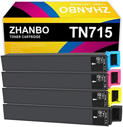 Zhanbo TN715 מחסנית טונר מיוצרת מחדש TN-715 תואמת לקוניקה מינולטה ביזוב C750i 45,000 עמודים 4 חבילה
