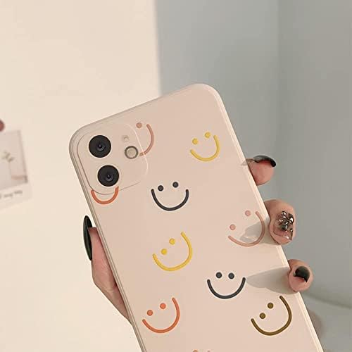 Jminni תואם למארז iPhone 14, Smiley Smile Face Farted Design צבוע סיליקון נוזלי רך לנשים בנות אופנה רזה