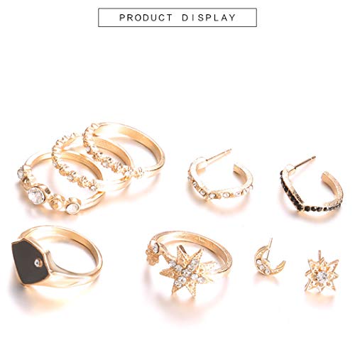 טבעת עגילים ועגילי קריסטל אאוטאואה מערכים טבעת טבעת ירח נלאית עגילי טבעת חמוד טבעת חמוד מערכות עגיל לנשים ולבנות