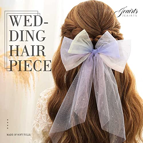קליפ קשת זוהר קשת רעלה חתונה שיער חתיכה סיכת צבעוני טול קשת עם קליפים מסיבת רווקות שיער אביזרי עבור נשים ובנות