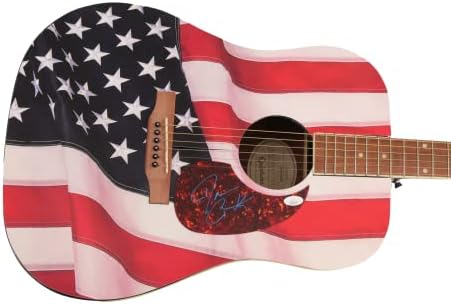 דריוס רוקר חתם על חתימה בגודל מלא יחיד במינו מותאם אישית 1/1 דגל אמריקאי גיבסון אפיפון גיטרה אקוסטית עם ג 'יימס ספנס
