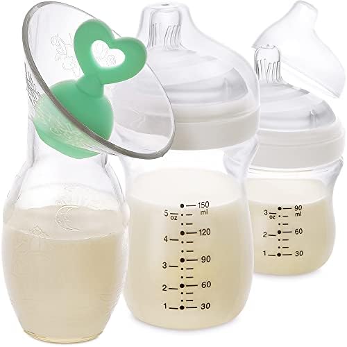 אקו בהשראת תינוק בקבוק & מגבר; משאבת חלב ידנית & מגבר; סט פקק - מזון כיתה סיליקון שד משאבת עבור שאיבת חלב אם, זכוכית תינוק בקבוק