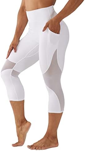 אונגסופט גבוהה מותן יוגה מכנסיים לנשים ריצה אימון רשת חותלות צד כיסי גוץ הוכחת בטן שליטה