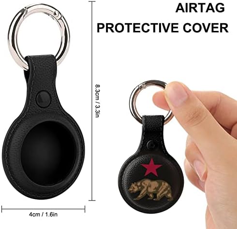 קליפורניה דוב ואדום כוכב מגן מקרה תואם עבור איירטאג אנטי אבוד איתור מחזיק עם מפתח טבעת עבור ארנק מטען צווארון חתול כלב