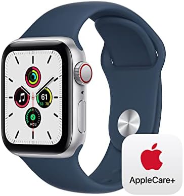 Apple Watch SE מארז אלומיניום סילבר עם Abyss Blue Sport להקה - רגיל עם AppleCare+