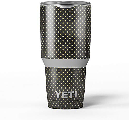 עיצוב Skinz שחור וזהב צבעי מים פולקה נקודות v2 - ערכת עטיפת ויניל מדבקות עור תואמת לכוסות הכוס הקירור של Yeti Rambler Cooler