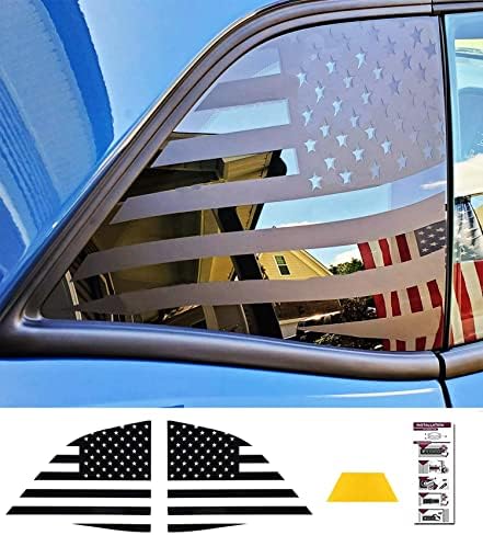 Xinghe for Dodge Challenger 08-23, חלון אחורי צדדי מדבקות דגל אמריקאי, מד דגל ארהב שחור מטאל למשאית, מדבקות